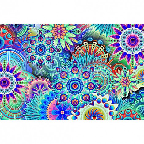 Colorful Flower - Full Round Diamond - 40x30cm