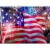 Fire American Flag - Full Round Diamond - 40x30cm