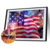 Fire American Flag - Full Round Diamond - 40x30cm