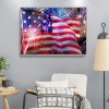 Fire American Flag - Full Round Diamond - 40x30cm