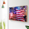 Fire American Flag - Full Round Diamond - 40x30cm