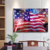 Fire American Flag - Full Round Diamond - 40x30cm