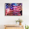 Fire American Flag - Full Round Diamond - 40x30cm
