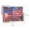 Fire American Flag - Full Round Diamond - 40x30cm