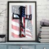 US Flag Cross - Full Round Diamond - 30x40cm