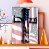 US Flag Cross - Full Round Diamond - 30x40cm