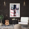 US Flag Cross - Full Round Diamond - 30x40cm