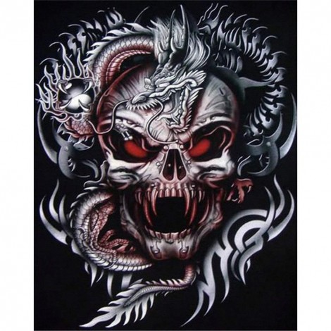 Novelty Skull - Full Round Diamond - 40x30cm
