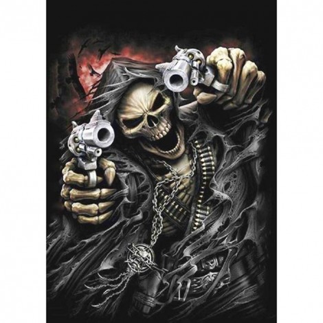 Fierce Skull - Full Round Diamond - 40x30cm