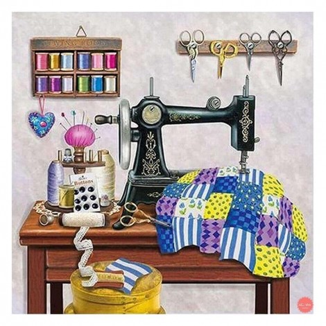 Sewing Machine  - Full Round Diamond - 30x30cm
