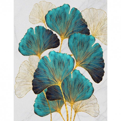 Green Leaves Ornaments - Full Square Diamond - 40x50cm