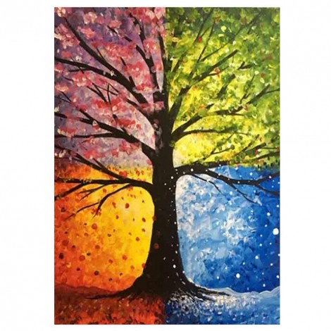 Colorful Tree - Full Round Diamond - 30x40cm
