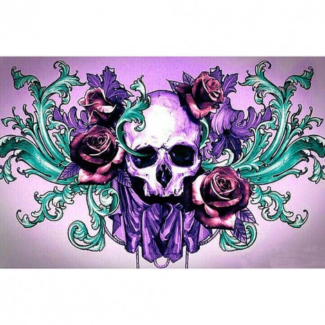 Skull Flower - Full Round Diamond - 30x40cm