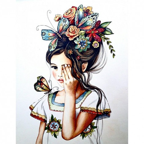 5D Butterfly Girl Full Drill Diamond Painting DIY Bead Art Mosaic Picture