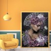 Woman With Flowers - Full Round Diamond - 30*40cm