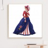 US Flag Dress Lady - Full Round Diamond - 50x50cm