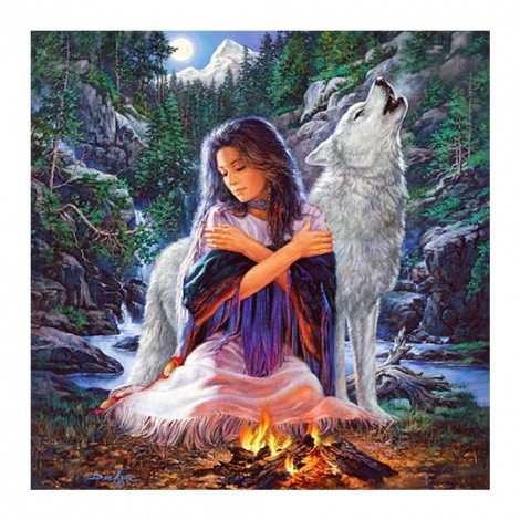 Wolf Girl - Full Diamond Painting - 30x30cm