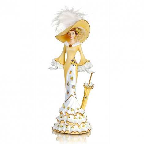 Yellow Dress Lady - Full Round Diamond - 30x60cm