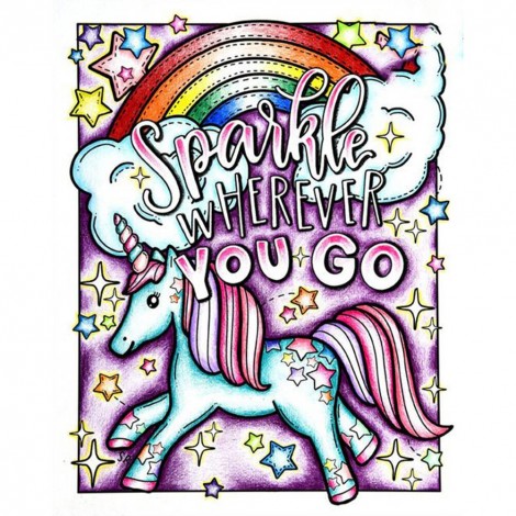 DIY Mosaic Rainbow Horn Horse Picture Full Drill Round Diamond Painting Kit