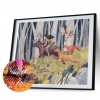 Forest Animals And Girls - Full Round Diamond - 45*35cm