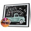 Blackboard Green Car - Partial Round Diamond - 30x25cm