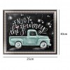 Blackboard Green Car - Partial Round Diamond - 30x25cm