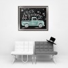 Blackboard Green Car - Partial Round Diamond - 30x25cm
