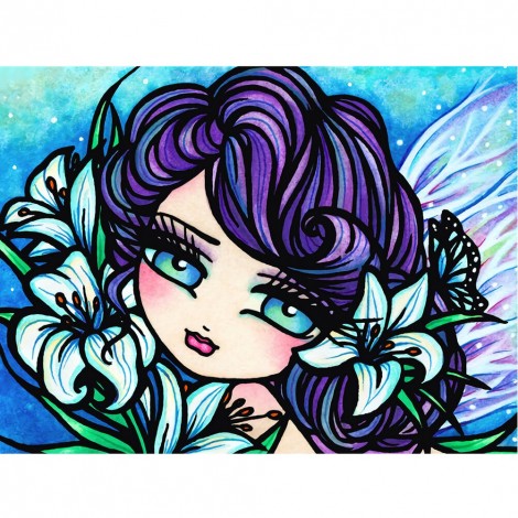 Girl with Big Eyes - Full Round Diamond - 40x30cm