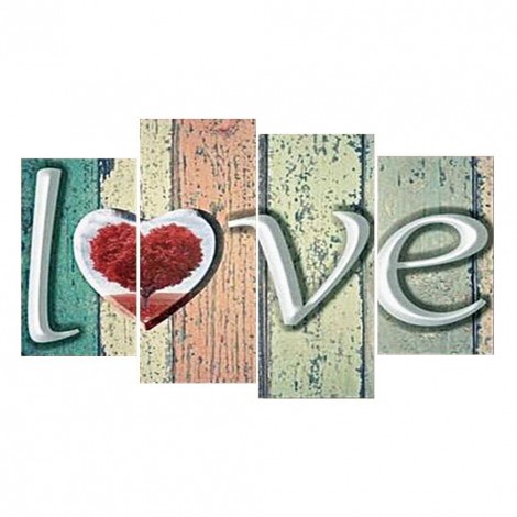 4pcs/set Love-Full Round Diamond Painting - 80x45cm
