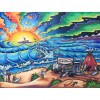 5D Kit Full Drill Art Painting Sunrise Surfing Round Diamond DIY Picture