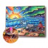 5D Kit Full Drill Art Painting Sunrise Surfing Round Diamond DIY Picture
