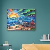 5D Kit Full Drill Art Painting Sunrise Surfing Round Diamond DIY Picture