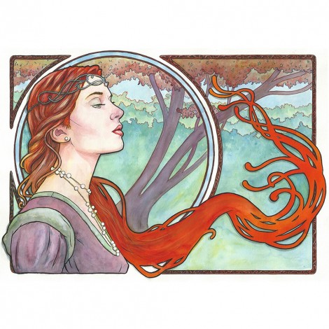 Brown Haired Goddess - Full Round Diamond - 40x30cm