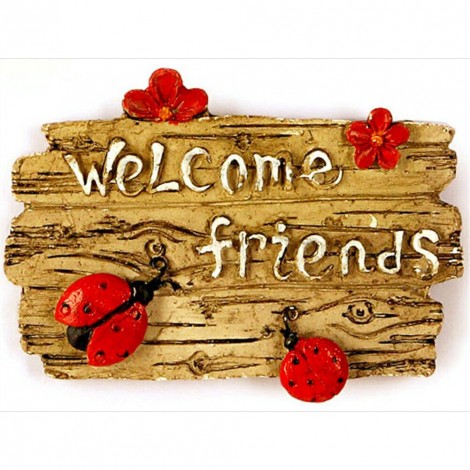 Welcome Friends - Full Round Diamond - 40x30cm