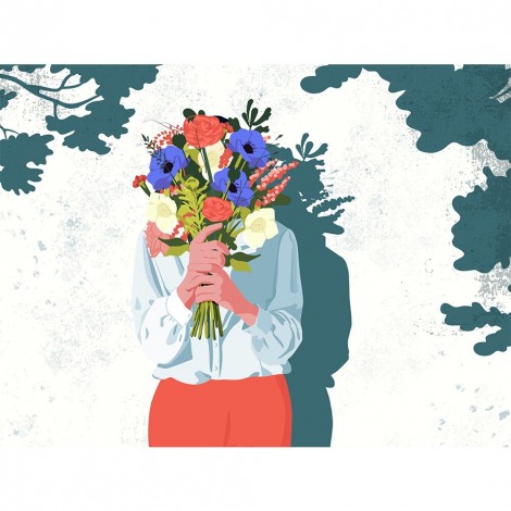 Bouquet Girl - Full Round Diamond - 55*45cm