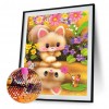5D DIY Diamond Painting Cat and Flower Full Round Drill Wall Art