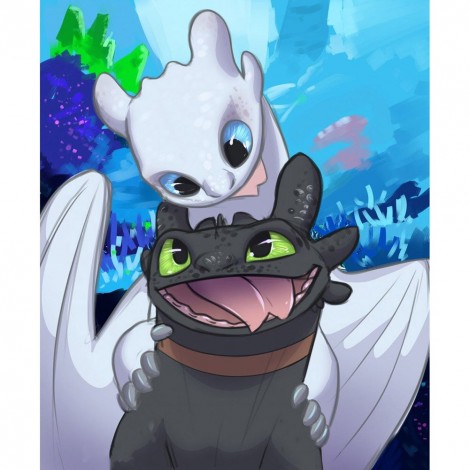 Toothless And Lightly Angry - Full Round Diamond - 30*40cm