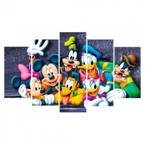 5pcs/set Mickey Family-Full Round Diamond Painting (95*45cm)
