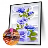 Blue Rose Flower - Partial Round Diamond -