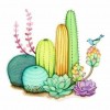Cactus Beaded  - Full Round Diamond - 30x30cm