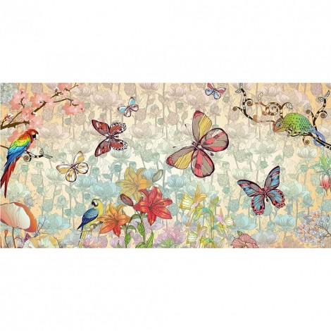 Butterfly And Bird - Full Round Diamond - 85*45cm