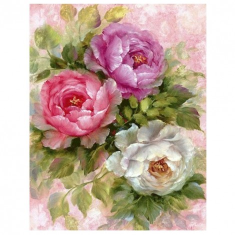 40x30cm Flowers - Partial Round Diamond - 40x30cm