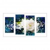 4pcs/set White Rose - Full Round Diamond Painting - 95x45cm