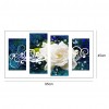 4pcs/set White Rose - Full Round Diamond Painting - 95x45cm