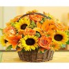 50x40cm Sunflowers Basket - Full Square Diamond - 50x40cm