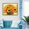 50x40cm Sunflowers Basket - Full Square Diamond - 50x40cm