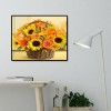 50x40cm Sunflowers Basket - Full Square Diamond - 50x40cm
