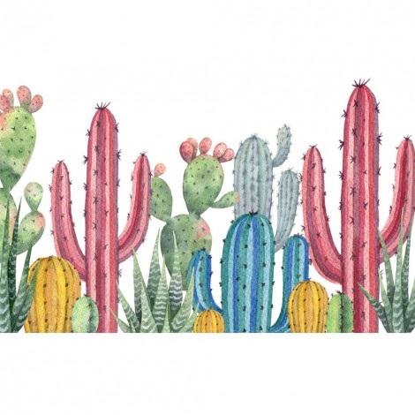 Color Cactus - Full Round Diamond - 40x30cm