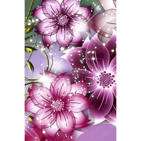 Bling Purple Flower - Full Round Diamond - 30x40cm