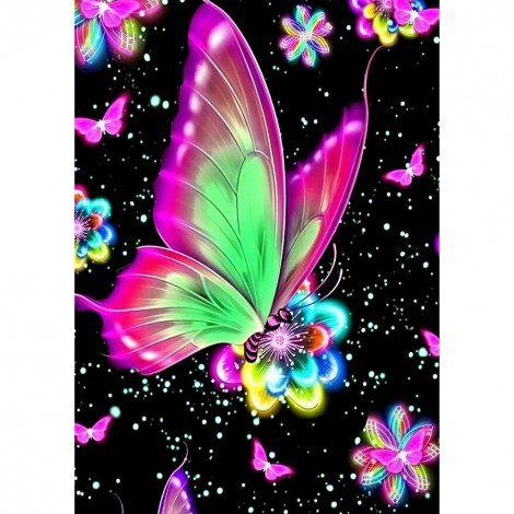 Butterfly Flower - Full Round Diamond - 30x40cm